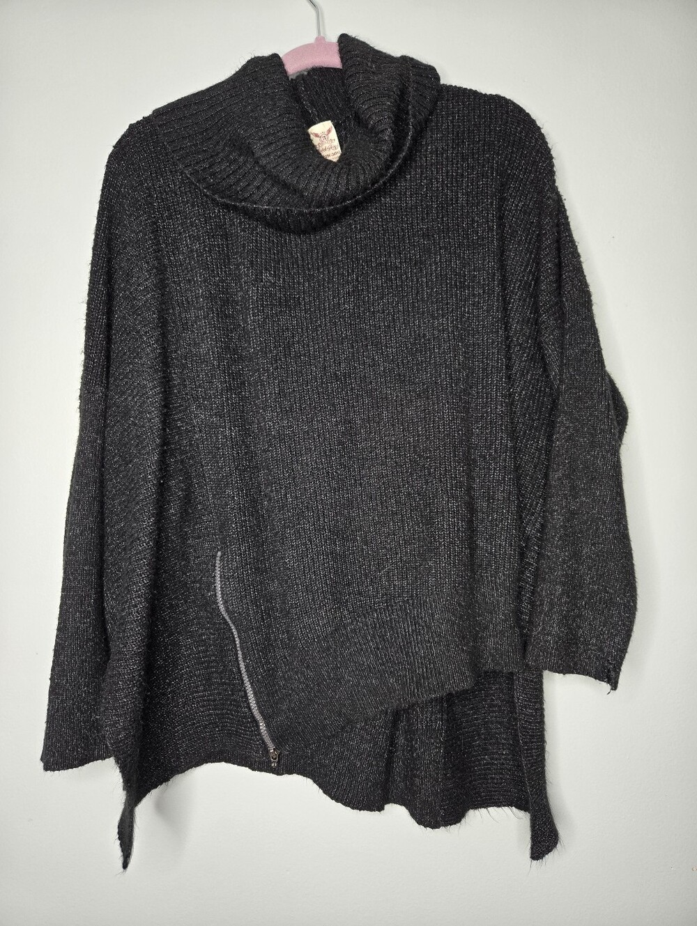 Faded Glory Black Asymmetrical Cowl Neck Sweater 3X